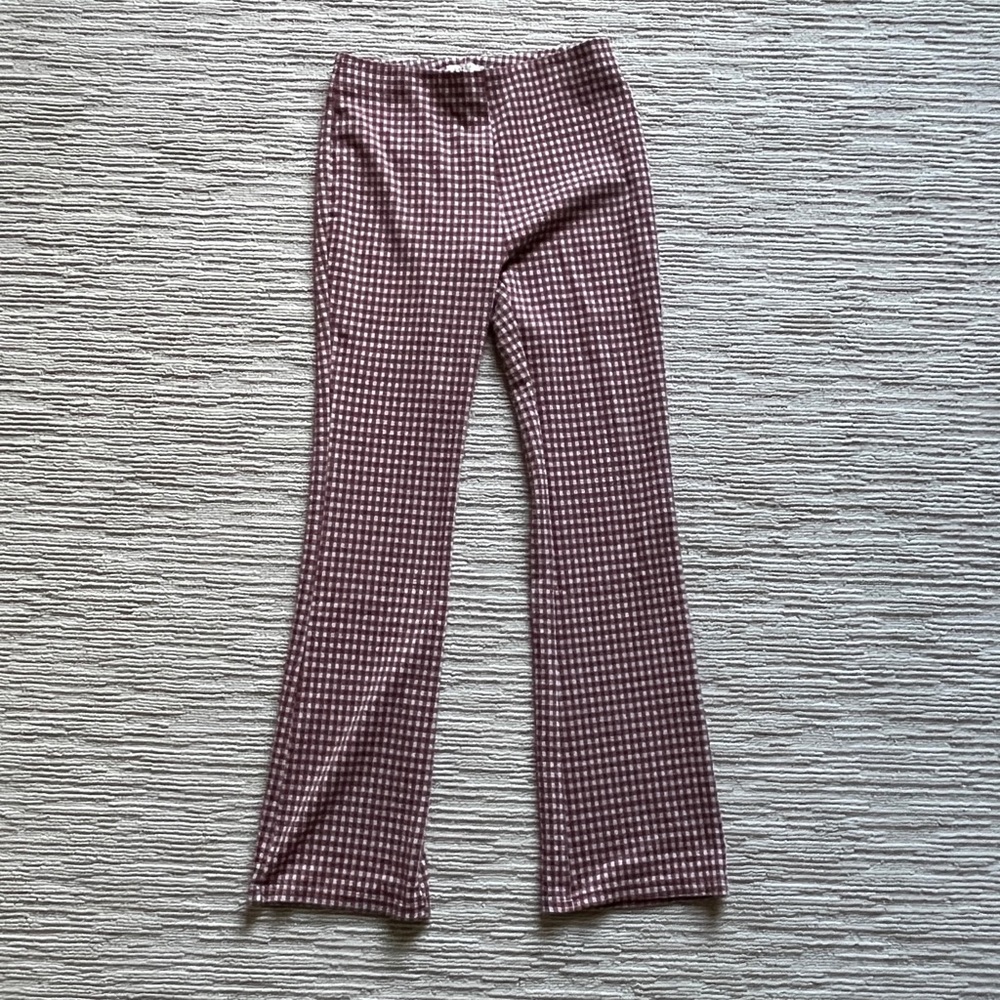 Red and white plaid baevely flare leggings size medium